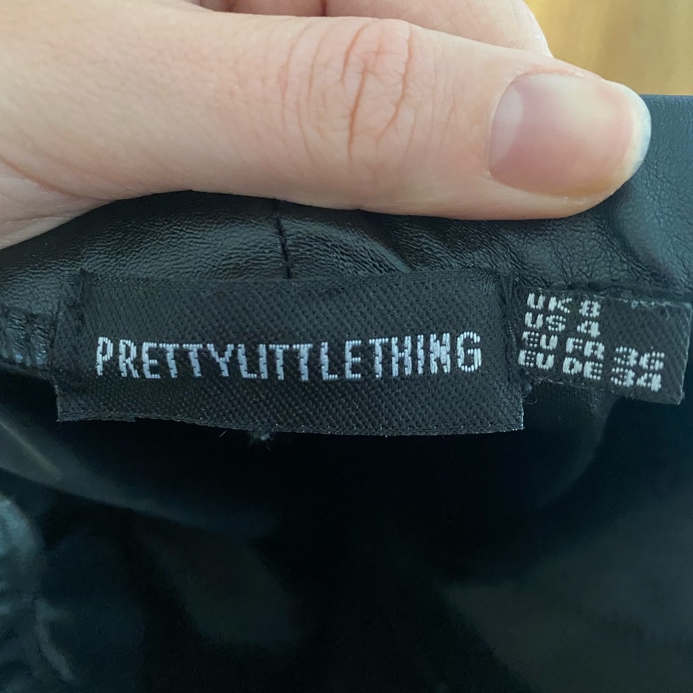 high waist flare leather pants